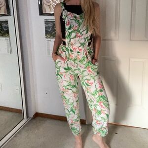 Sale! Sarah harem overalls in white floral